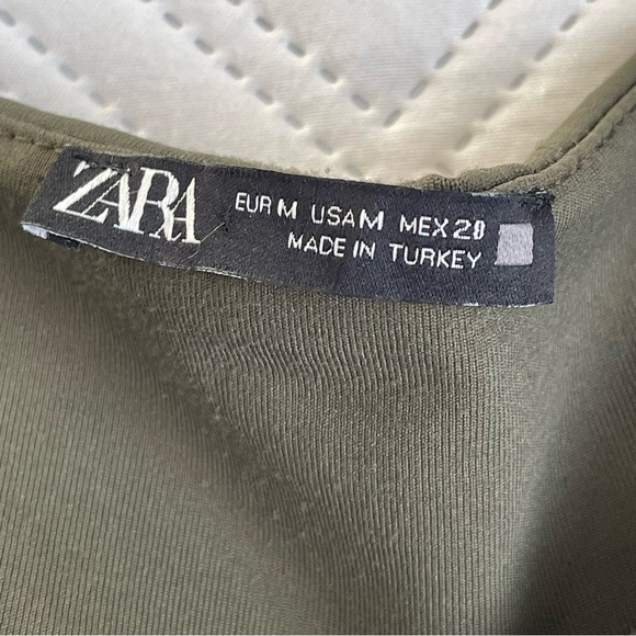 Zara Wide Strap Polyamide Tank Top Size Medium In Green - Picture 4 of 8